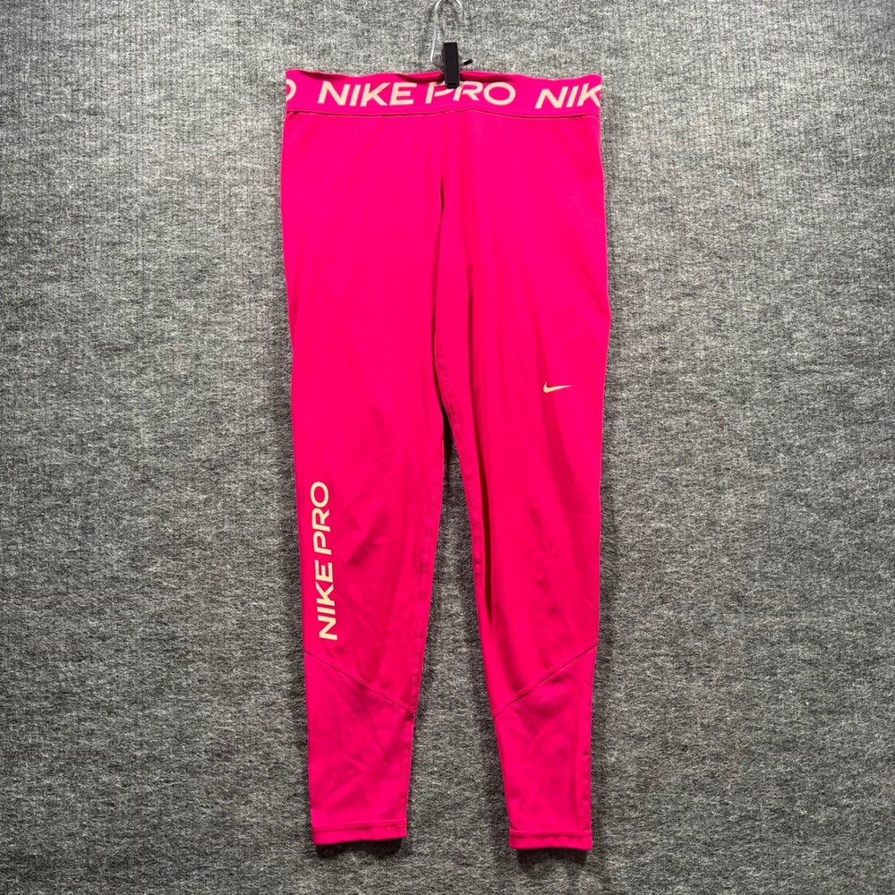 Nike Pro 365 Womens Leggings Fireberry Pink Tight Fit FB5687-615 Size Large